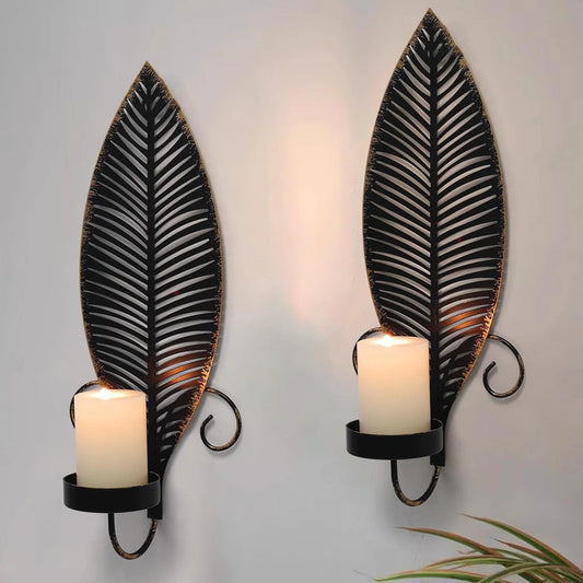 Wall Candle Sconce Holder Set of 2, Metal Wall Candle Holder, Hanging Wall Mounted Decorative Candle Holder for Living Room Bedroom Dining Room
