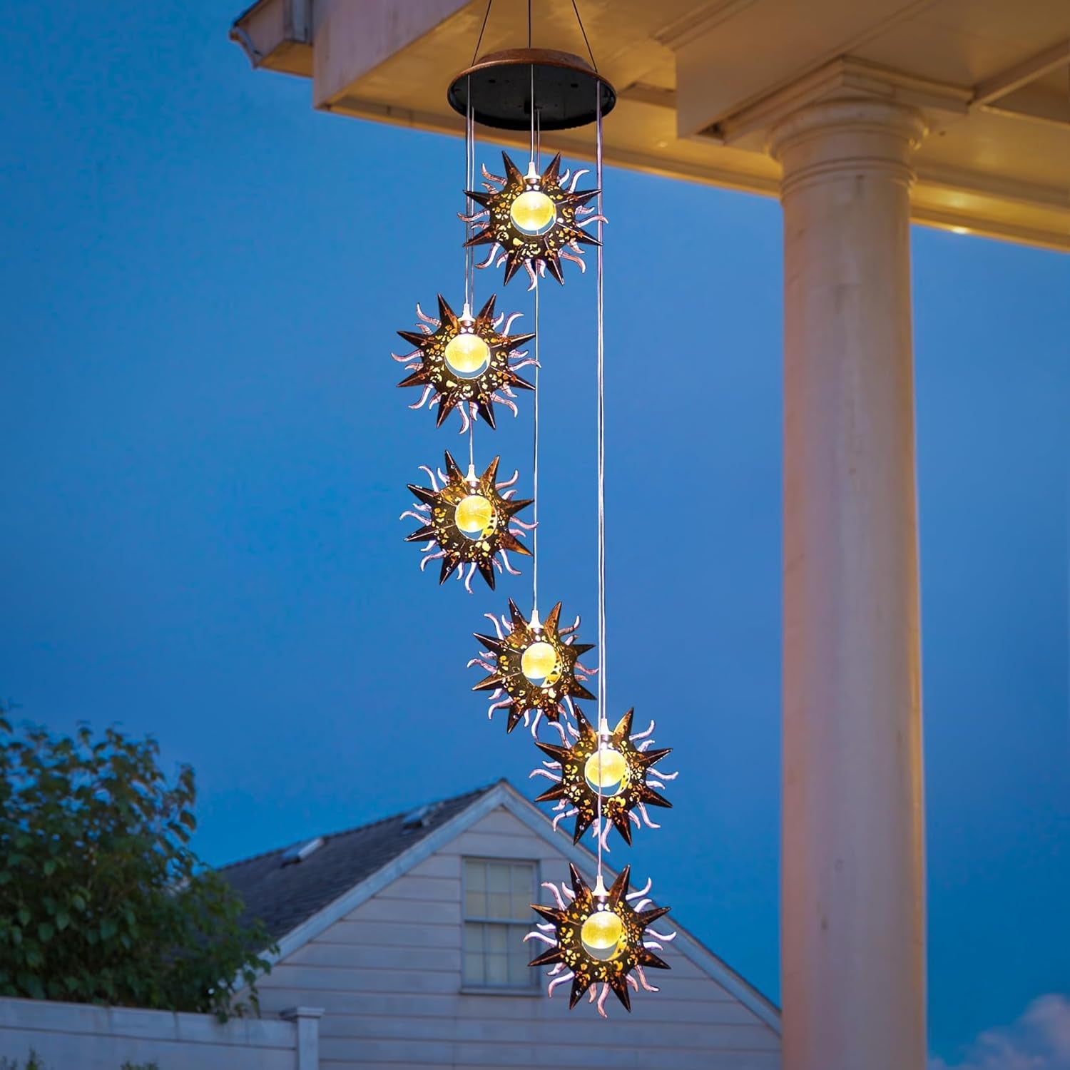 Solar Wind Chimes for outside Warm LED Sun Windchimes Hanging Solar Garden Lights Unique Outdoor Decor for Patio Yard Home Lawn