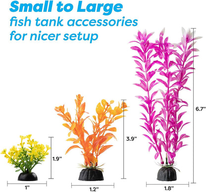 Aquarium Decorations 20 or 23 Pack Lifelike Plastic Decor Fish Tank Plants, Small to Large (20 Pack)