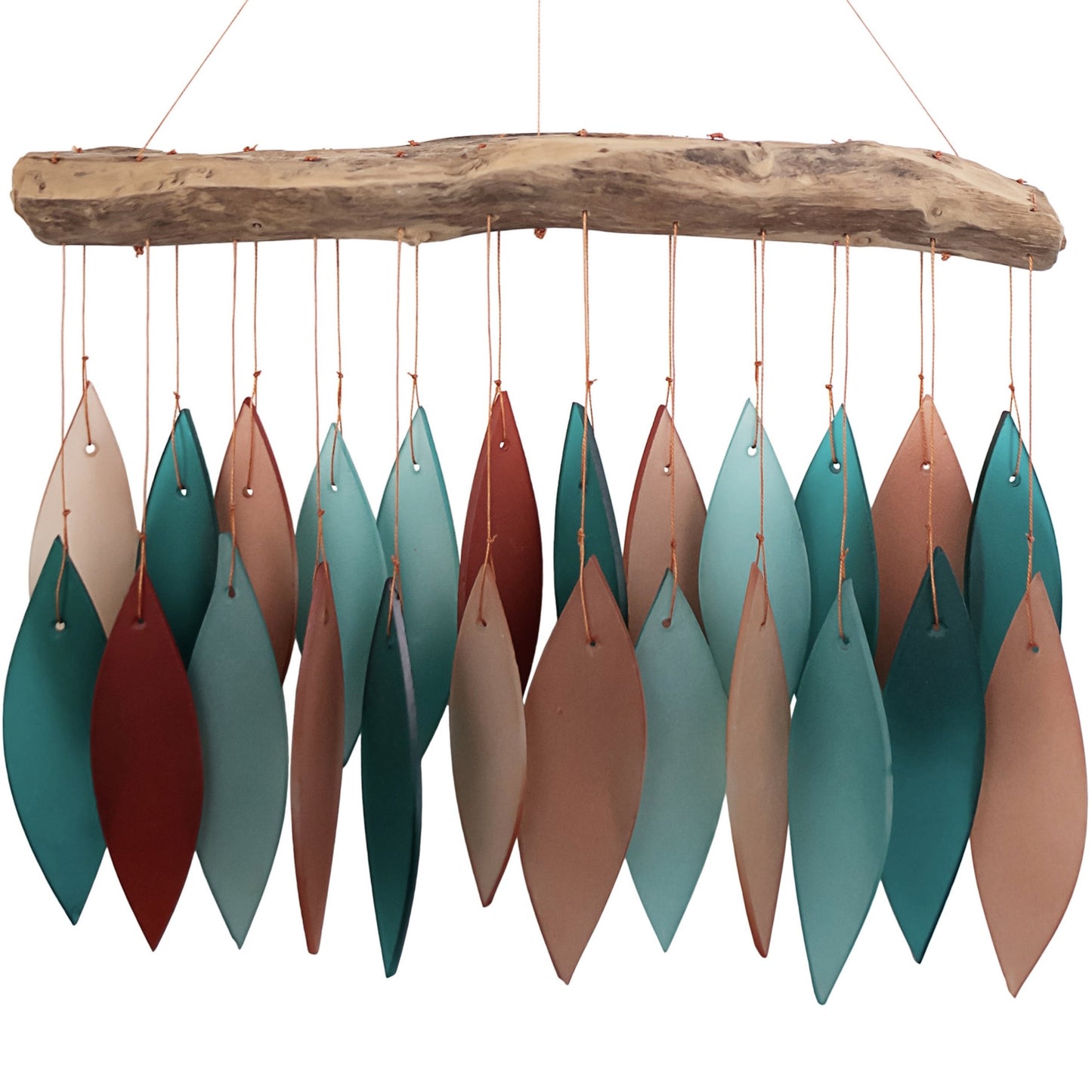 Blue Handworks Wind Chimes Coral and Teal Glass Wind Chime Garden Decor