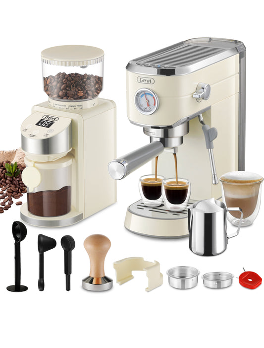 Espresso Machine 20 Bar with Grinder, Professional Espresso Maker with 35 Precise Grind Settings Burr Coffee Grinders Combos, Super-Automatic Espresso Machines, Gift for Coffee Lover