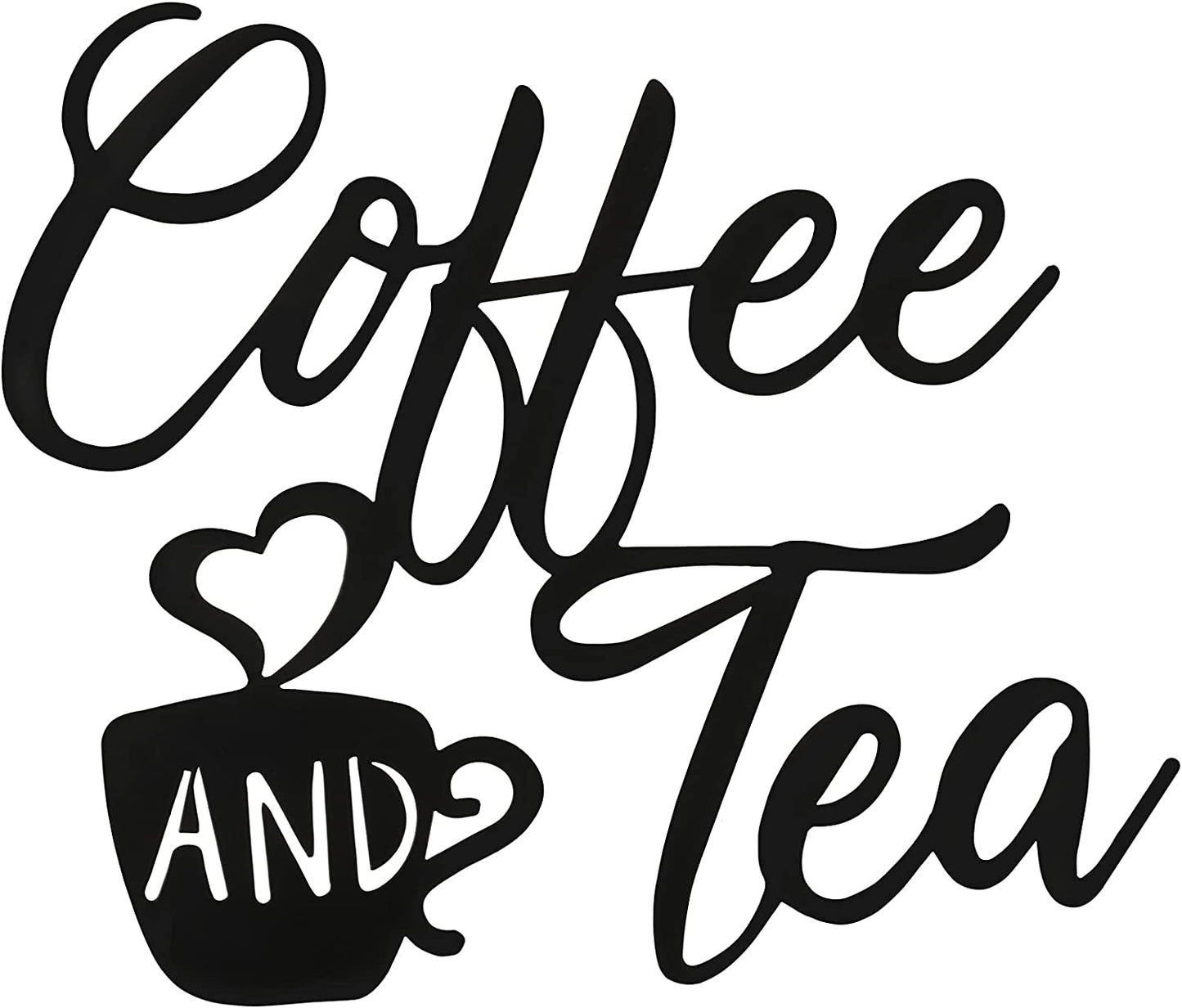 Coffee Sign Metal Hanging Wall Art 12 X 10.2 Inch Black Wall Decor Cafe Bar Letter Sign for Cafe Farmhouse Kitchen(Coffee and Tea)