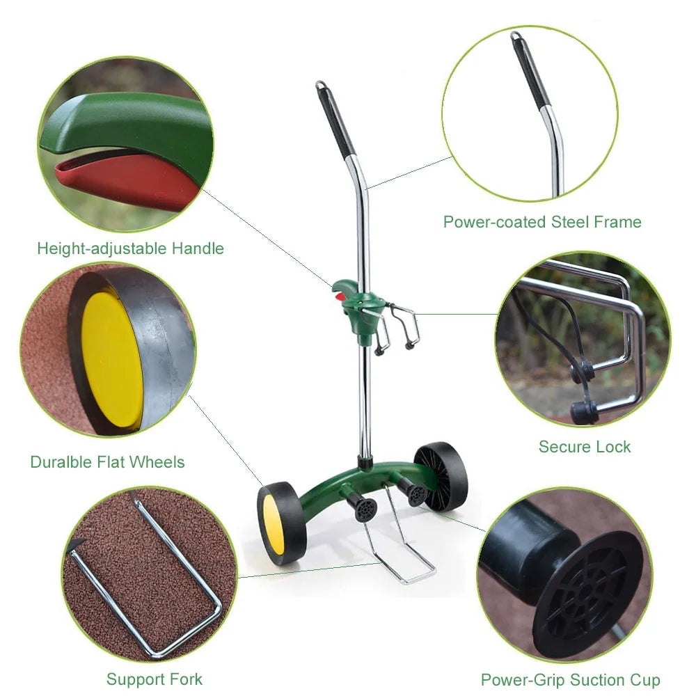 Potted Plant Mover Dolly Green with Rubber Flat Free round Wheels Stainless Steel Garden Pot Mover for Flower Trees