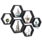 Black Hexagon Floating Shelves, Set of 6