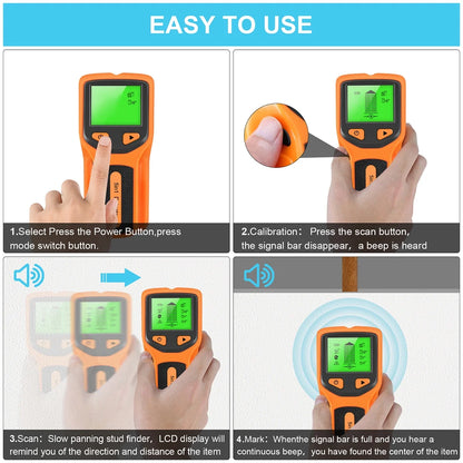5 in 1 Electric Multifunctional Wall Scanner with Digital LCD Display & Sound Warning for Wood, Metal, Studs, Live AC Wires Magnetic Stud Sensor