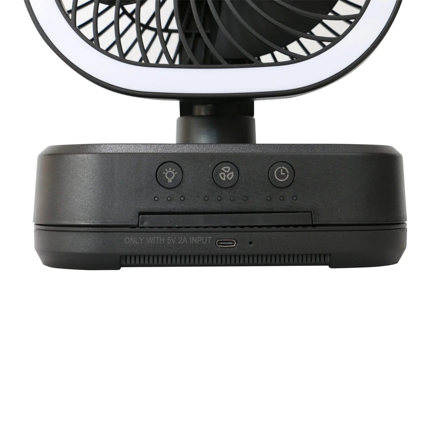 New Rechargeable Personal USB Fan with Wireless Charging Pad and Led Lighting Black