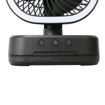 New Rechargeable Personal USB Fan with Wireless Charging Pad and Led Lighting Black