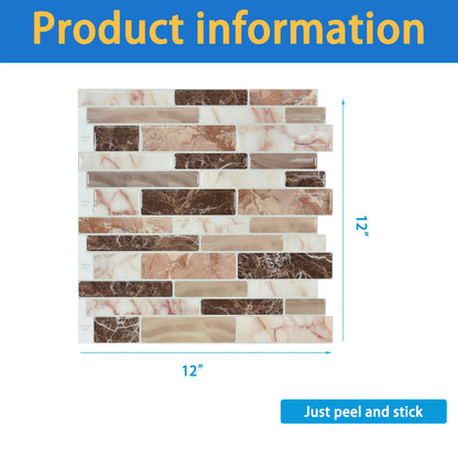 1 Sheet Peel and Stick Tile Backsplash for Kitchen in Marble Design