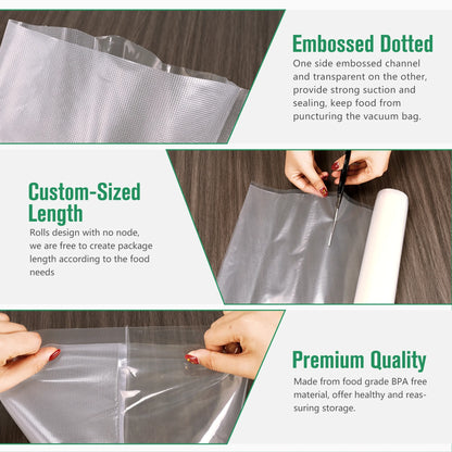 Vacuum Sealer Bags for Food Saver,11"X 16' 3 Rolls,Food Saver Bags,Vacuum Seal Bags for Food, Food Saver Bags for Sealer