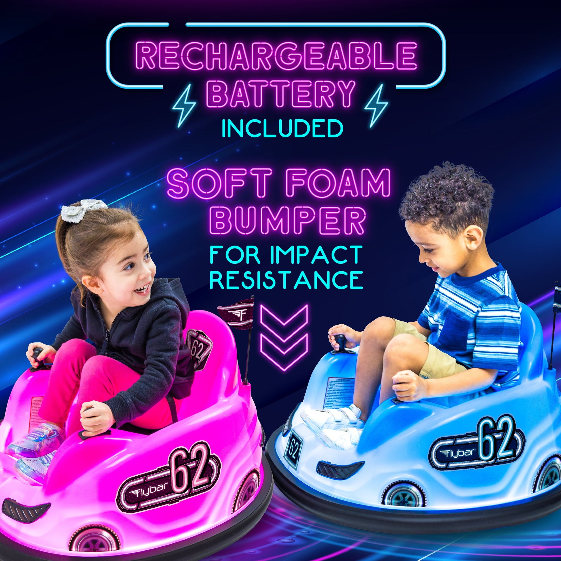 6V Pink Glow Bumper Car, Battery Powered Ride on for Children by , Ages 1.5+, 66Lbs, 1Mph