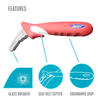 Handy Bar, Automotive Standing Aid with Seatbelt Cutter and Window Breaker