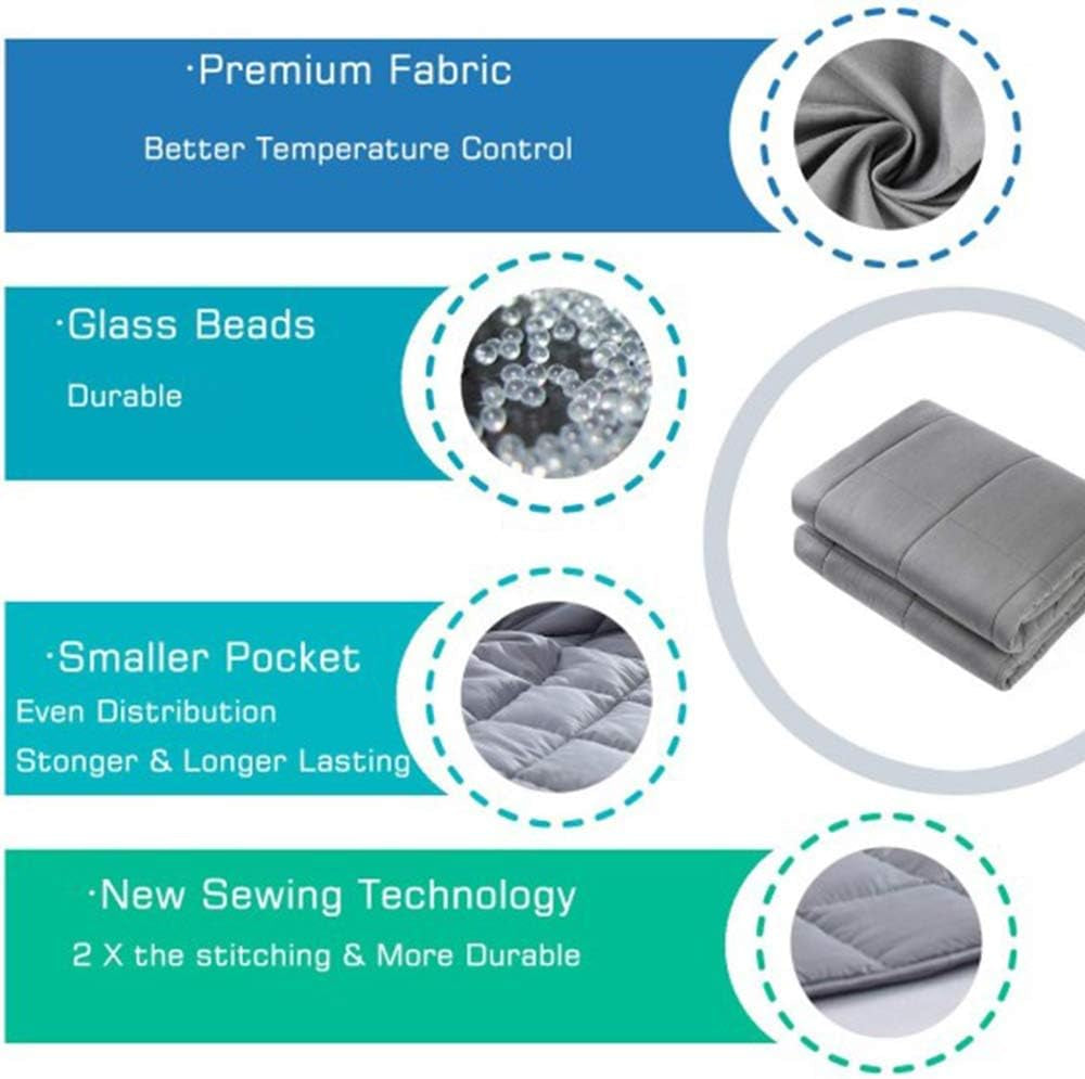 Adult Weighted Blanket Queen Size (15Lbs 60"X80") Heavy Blanket with Premium Glass Beads, (Dark Grey