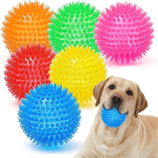 6 Pack 3.5" TPR Dog Chew Toys Squeaky Balls for Medium and Large Dogs