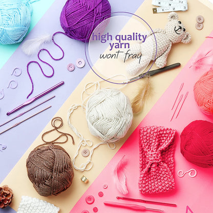 Bulk Yarn for Crochet Kit, Knitting Crochet Yarn Acrylic ,Multi-Colored, 1200 Yards