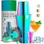 Professional Boston Cocktail Shaker Set | 4-Piece Bar Set | Stainless Steel 304 | 28Oz/18Oz Weighted Shaker Tins | Hawthorne Strainer | Double Sided Jigger | Recipe Booklet | Bartender Kit