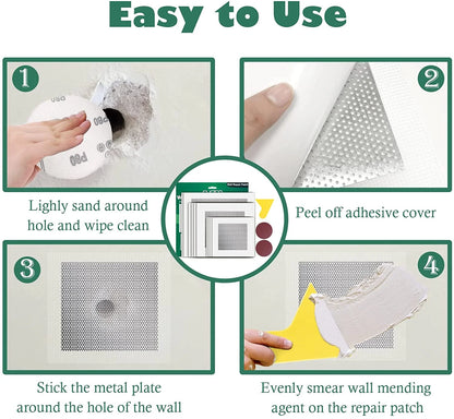 10 Pack Drywall Repair Patches Kit, 4/6/8Inch, Aluminum Self-Adhesive Mesh Gray