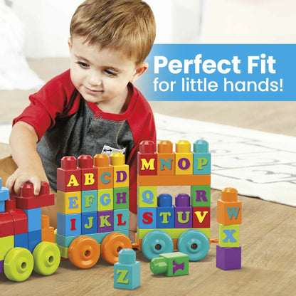 BLOKS First Builders ABC Learning Train with Big Building Blocks, Building Toys for Toddlers (60 Pieces)