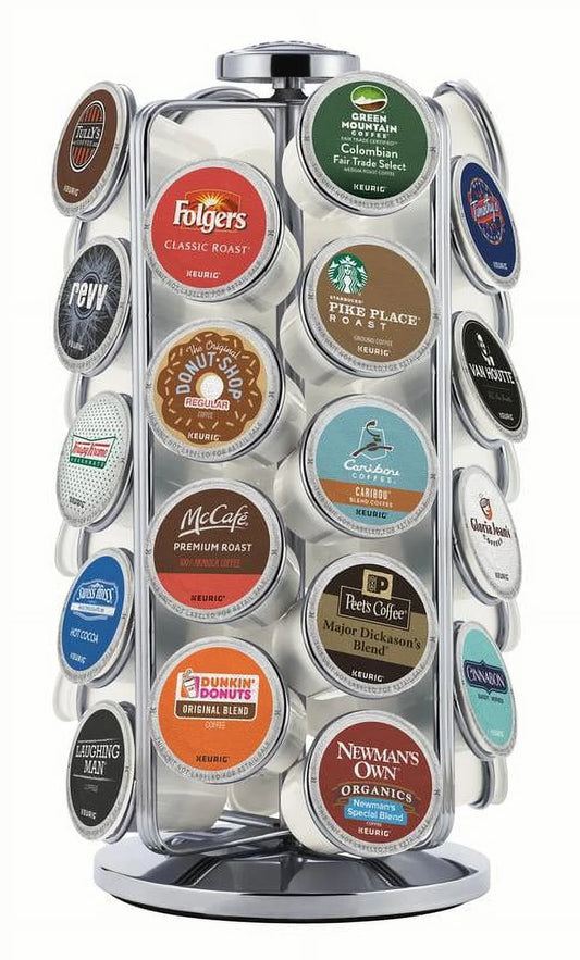 36Ct K-Cup Pod Storage Carousel  Coffee Pod Storage Carousel, Holds and Organizes 36 K-Cup Pods, Chrome