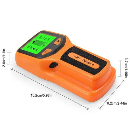 5 in 1 Electric Multifunctional Wall Scanner with Digital LCD Display & Sound Warning for Wood, Metal, Studs, Live AC Wires Magnetic Stud Sensor