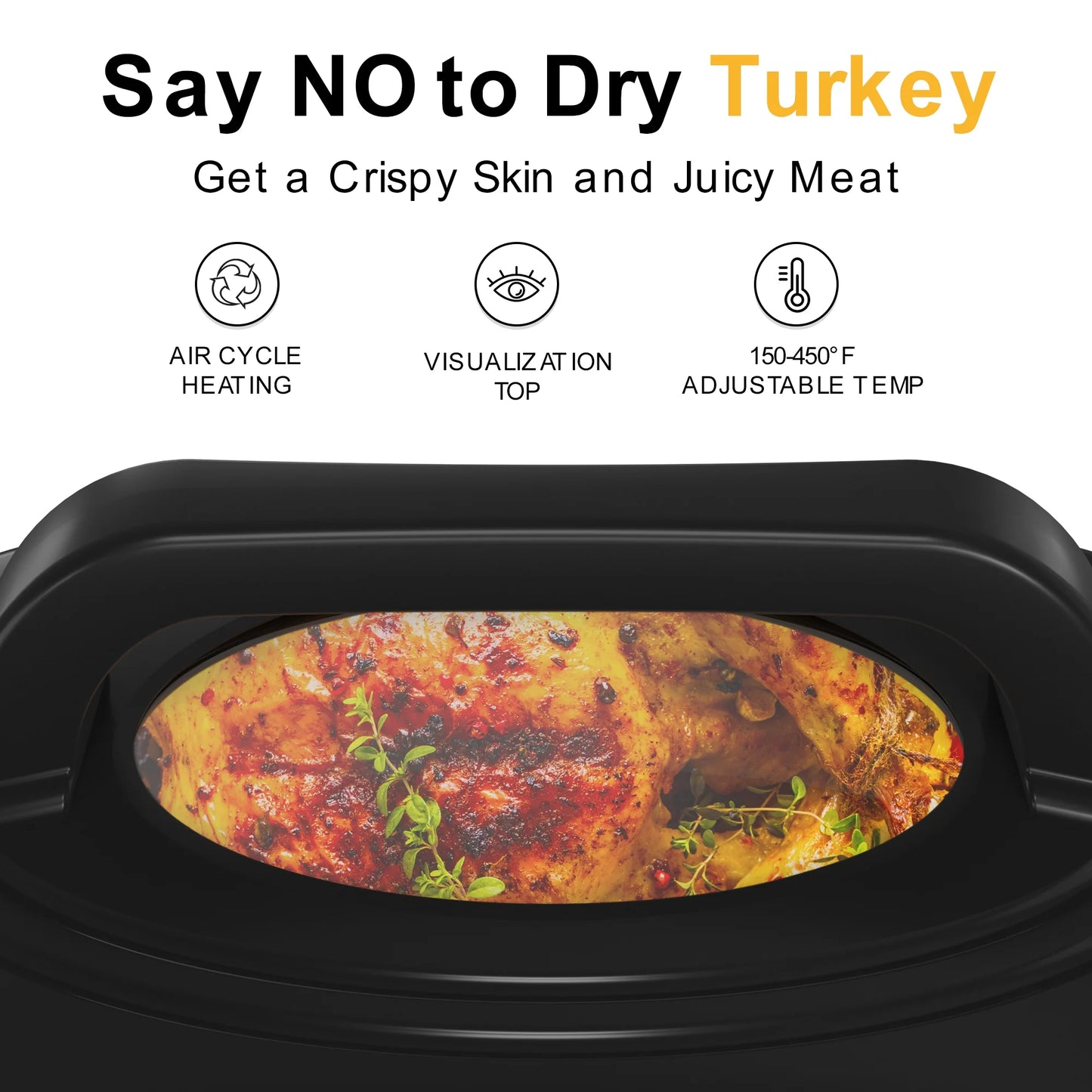 24 Quart Electric Turkey Roaster Oven with Visible Glass Lid,Removable Pan & Rack, Stainless Steel,Blue