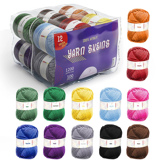 Bulk Yarn for Crochet Kit, Knitting Crochet Yarn Acrylic ,Multi-Colored, 1200 Yards