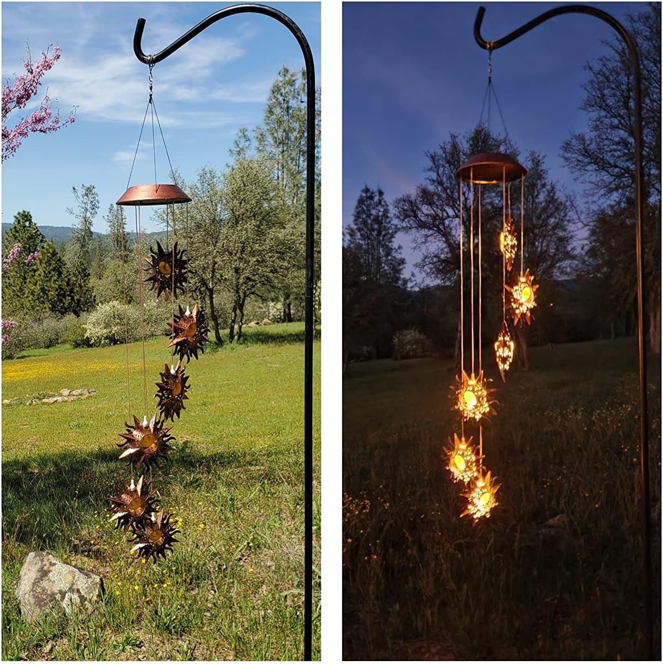 Solar Wind Chimes for outside Warm LED Sun Windchimes Hanging Solar Garden Lights Unique Outdoor Decor for Patio Yard Home Lawn