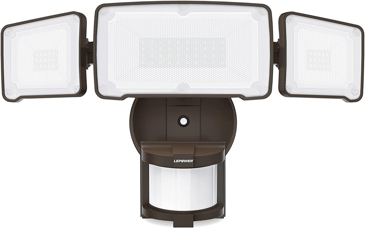 LED Security Light Motion Sensor Light Outdoor, 38W 4200LM Motion Security Light, 5500K, IP65 Waterproof, 3 Head Motion Detected Flood Light for Garage, Yard, Porch (Not Solar Powered, Brown)