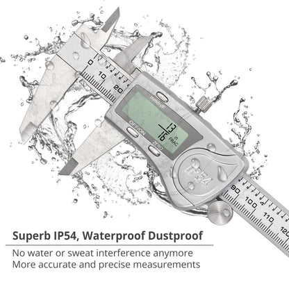 Digital Caliper 6 Inch Electronic Caliper Stainless Steel Measuring Tool Precision Vernier Caliper with Large LCD Screen, Metric/Inch/Fraction Conversion