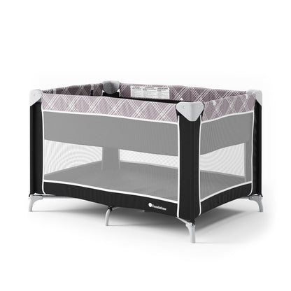 Sleep 'N Store Baby Play Yard, Foldable with Bassinet & Mattress, Mod Plaid Gray