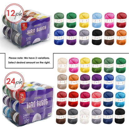 Bulk Yarn for Crochet Kit, Knitting Crochet Yarn Acrylic ,Multi-Colored, 1200 Yards