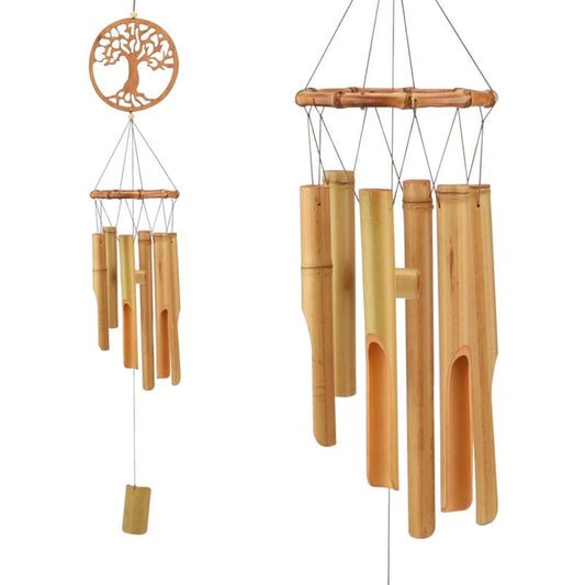 Bamboo Wind Chime, 34.5 Inch Handmade Wall Hanging Music Windchime with Deep Tone Clearance Gifts for Garden Indoor Outdoor