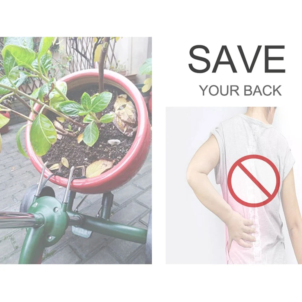 Potted Plant Mover Dolly Green with Rubber Flat Free round Wheels Stainless Steel Garden Pot Mover for Flower Trees