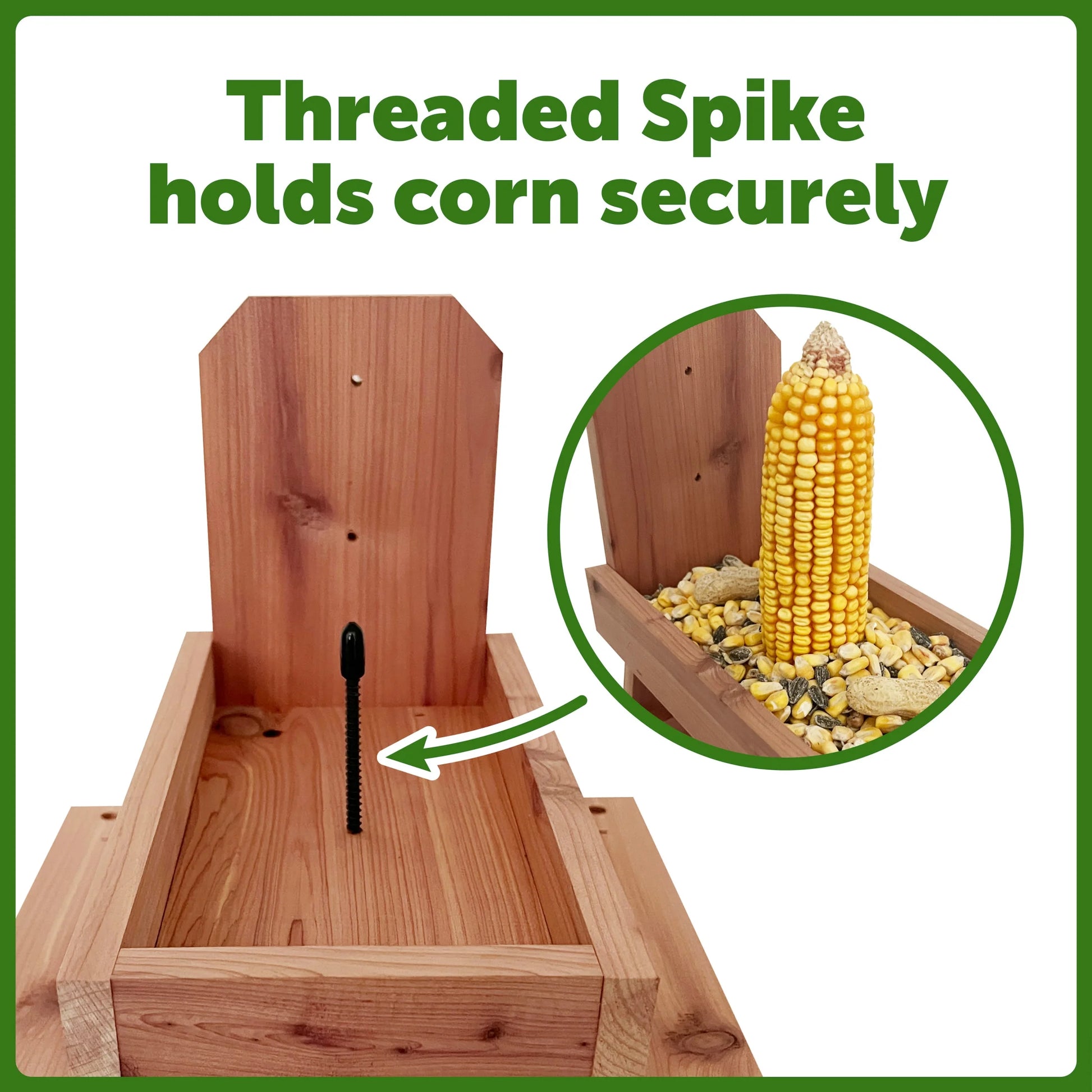 Red Cedar Picnic Table Squirrel Feeder, Holds Corn, Nuts and Seeds, 1 Table, 9"X10"X9"