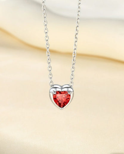 💖 Suplight Silver Heart Birthstone Necklace – 925 Sterling Silver, Dainty & Meaningful